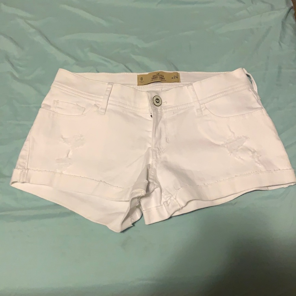 Hollister Low Rise White Denim Shorts